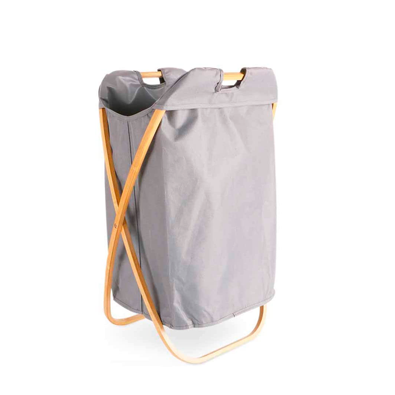 Bella Laundry Basket - Floor Standing - 26" Bamboo/Polyester/Gray