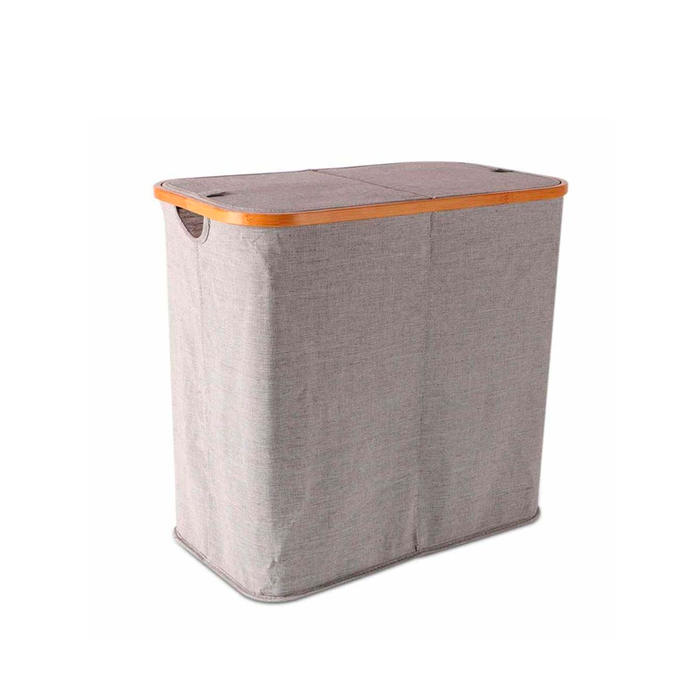 Bella Laundry Basket - Floor Standing - 20" Bamboo/Polyester/Gray