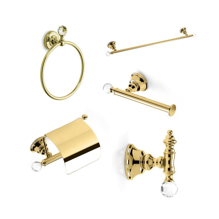 Bella Bathroom Accessories Set - Free Standing - Brass/Polished Gold
