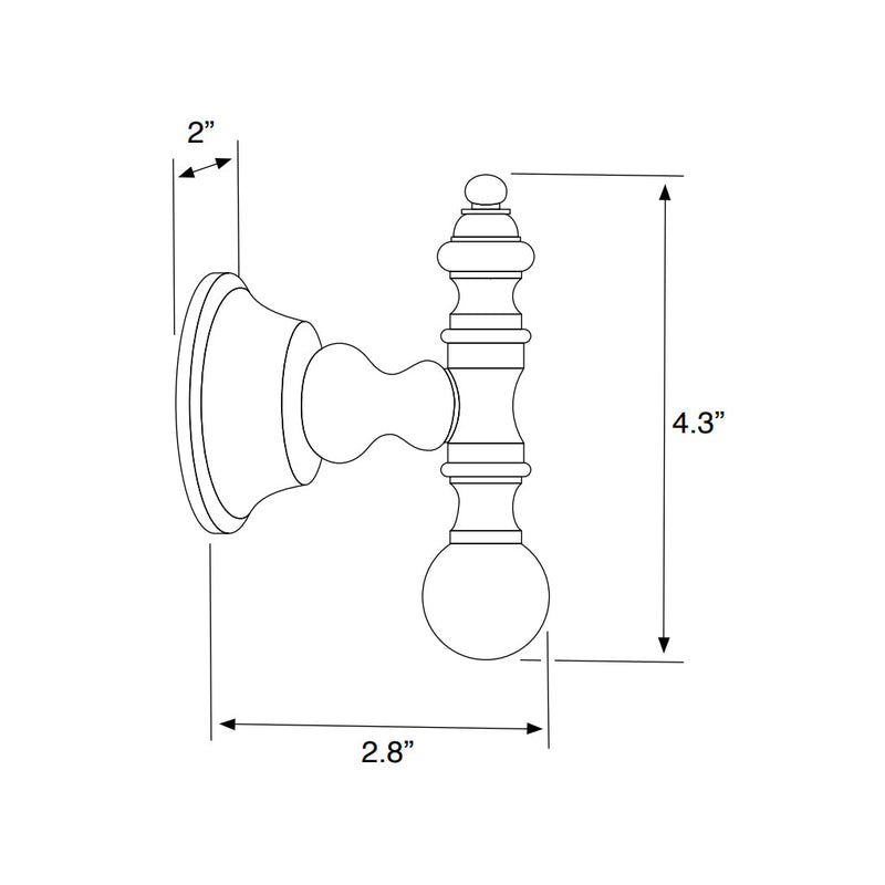 Bella Crown Swarovski Single Hook - Wall Mount - 5" Brass/Polished Chrome