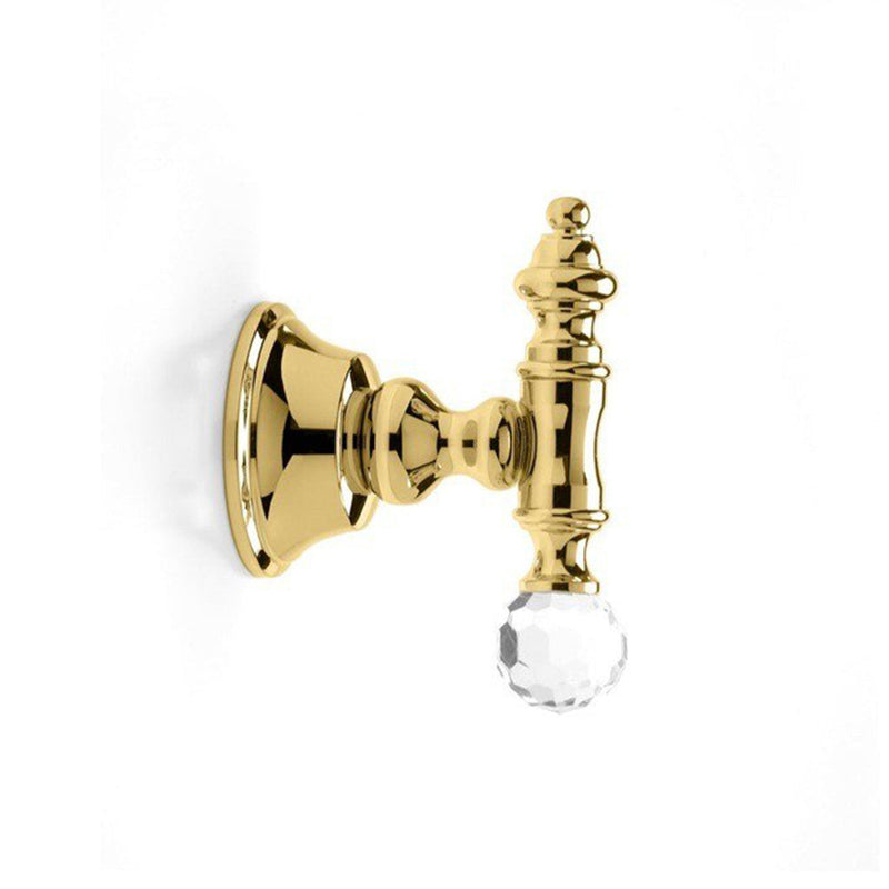 Bella Crown Swarovski Single Hook - Wall Mount - 5" Brass/Polished Gold