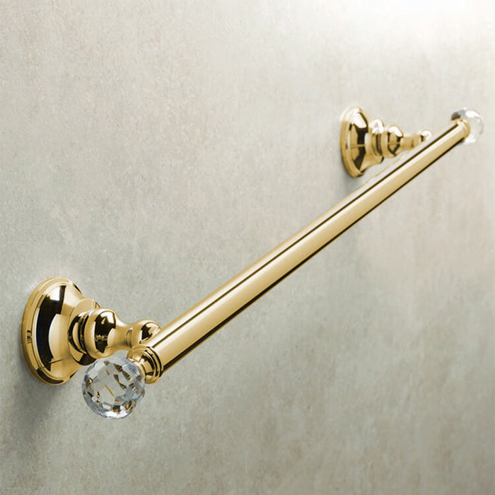 Bella Crown Swarovski Single Towel Bar - Wall Mount - 24" Brass/Polished Gold