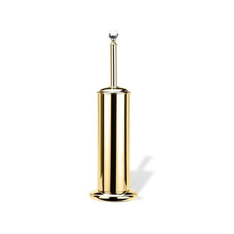 Bella Crown Swarovski Toilet Brush Holder - Free Standing - 15" Brass/Polished Gold