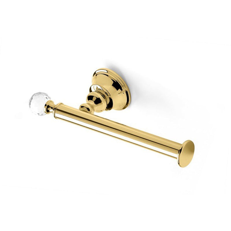 Bella Crown Swarovski Toilet Paper Holder - Wall Mount - 8" Brass/Polished Gold