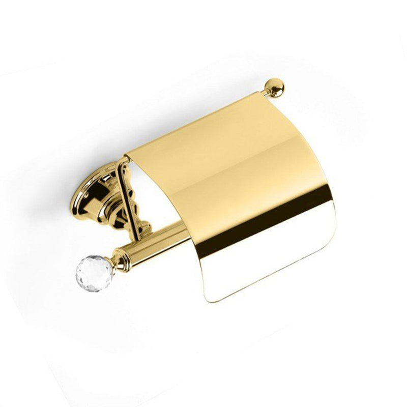 Bella Crown Swarovski Toilet Paper Holder - Wall Mount - 8" Brass/Polished Gold