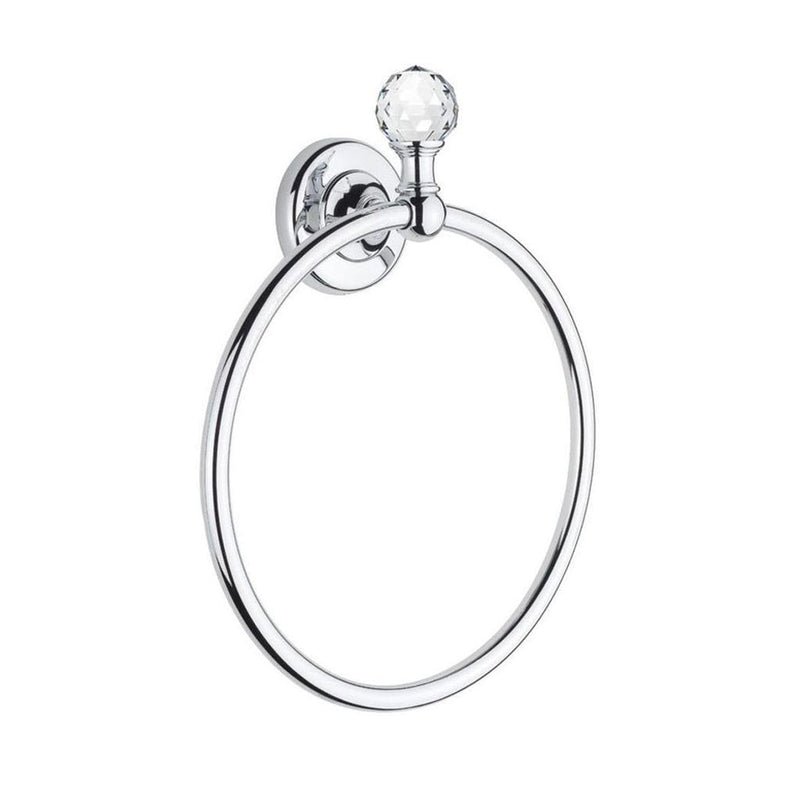 Bella Crown Swarovski Towel Ring - Wall Mount - 9" Brass/Polished Chrome