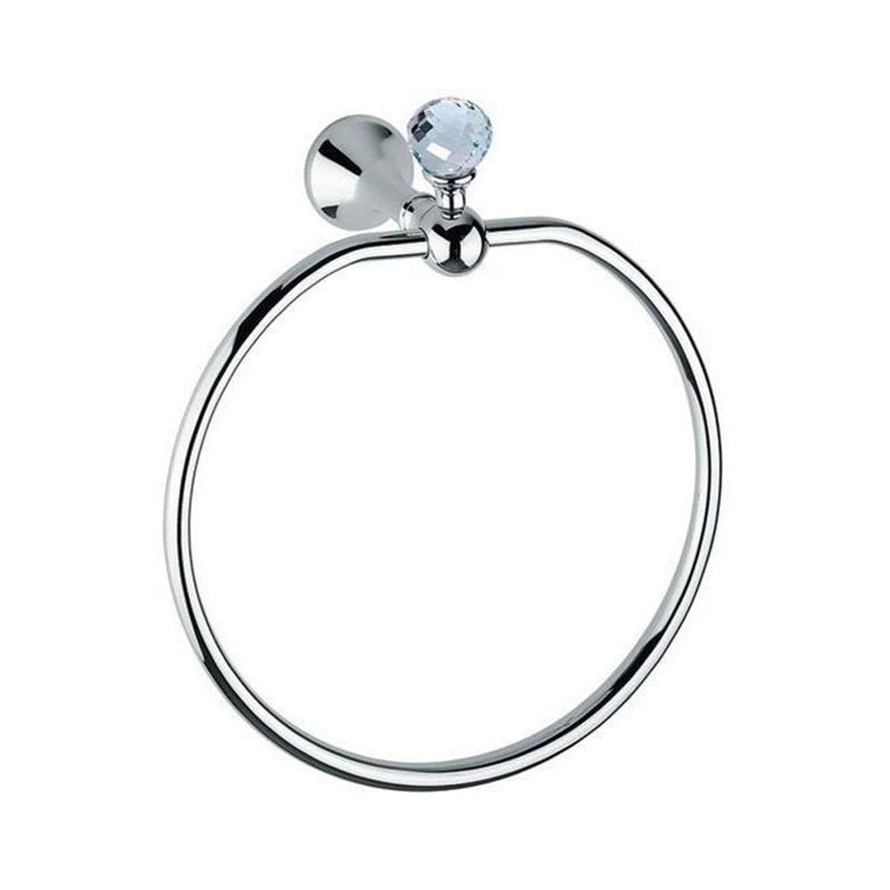 Bella Folie Swarovski Towel Ring - Wall Mount - 8" Brass/Polished Chrome