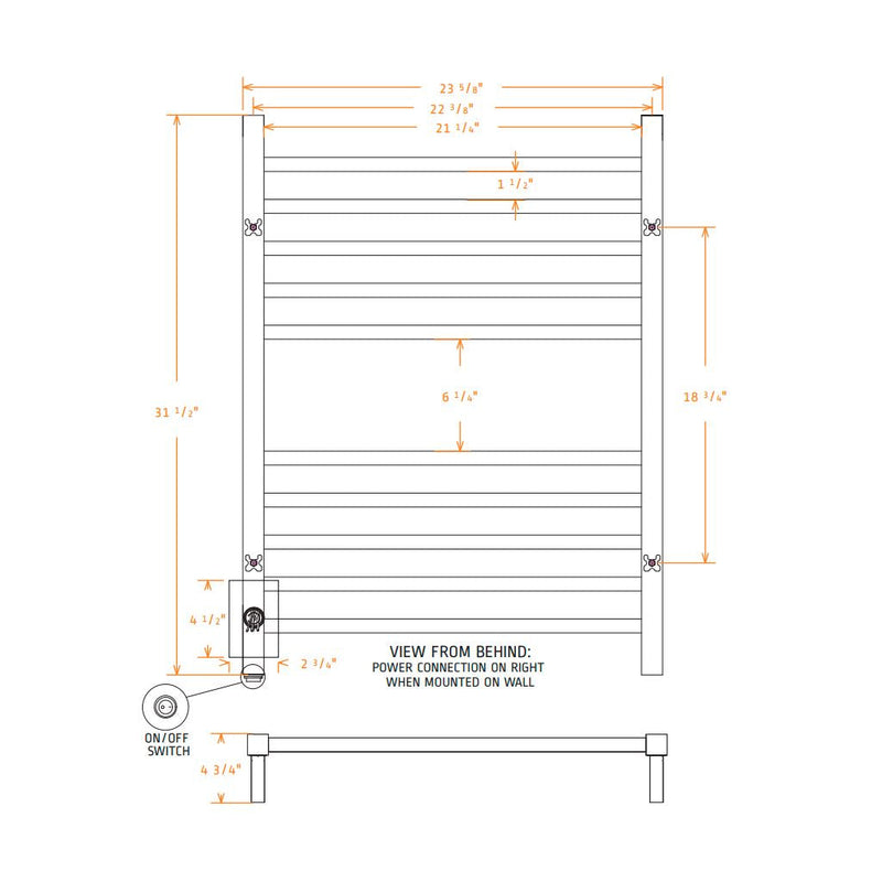 Radiant Towel Warmer - Wall Mount - 24" Stainless Steel/Polished Stainless Steel
