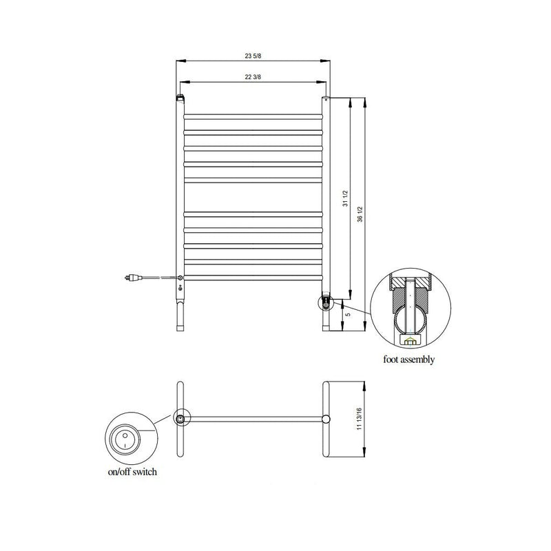 Solo Towel Warmer - Free Standing - 24" Stainless Steel/Brushed Stainless Steel