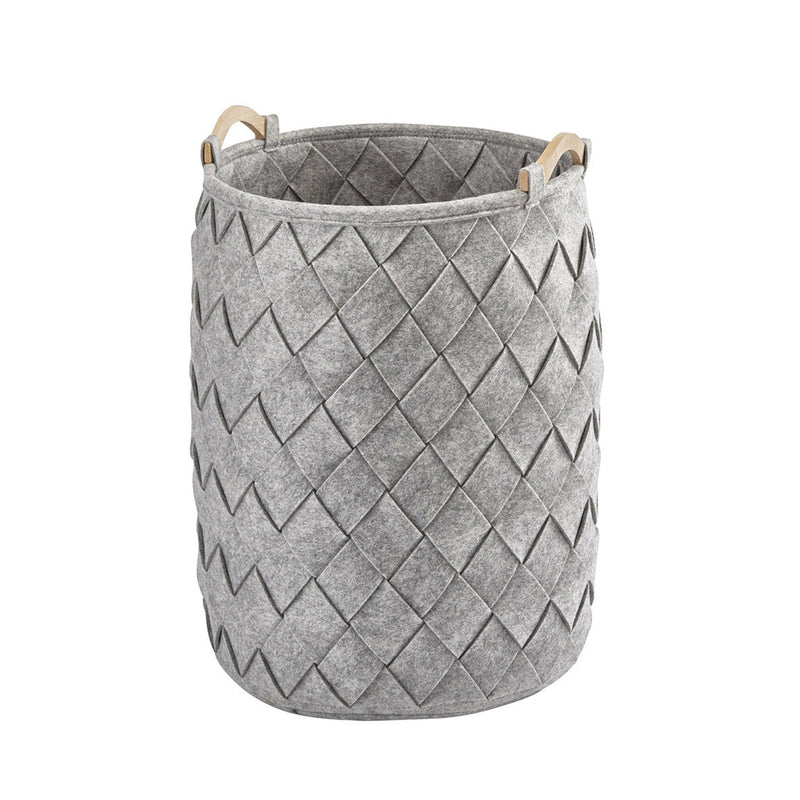 Amy Laundry Basket - Free Standing - 24" Polyester Felt/Silver Gray