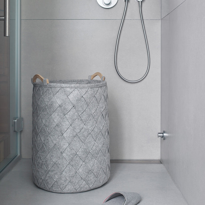 Amy Laundry Basket - Free Standing - 24" Polyester Felt/Silver Gray