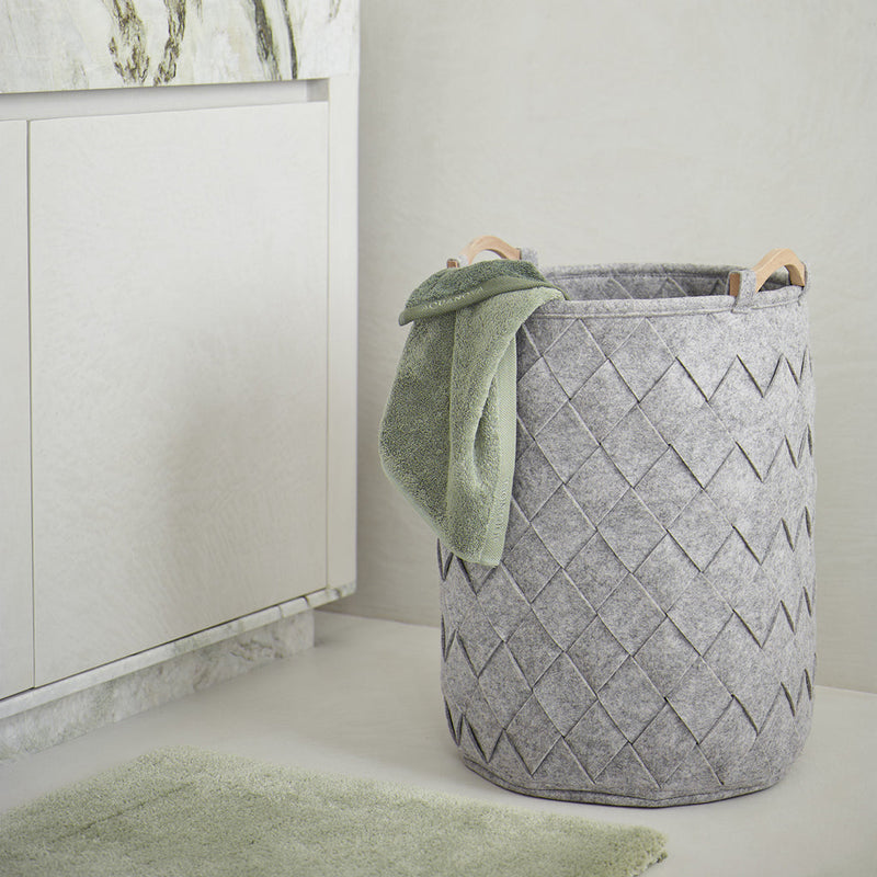 Amy Laundry Basket - Free Standing - 24" Polyester Felt/Silver Gray