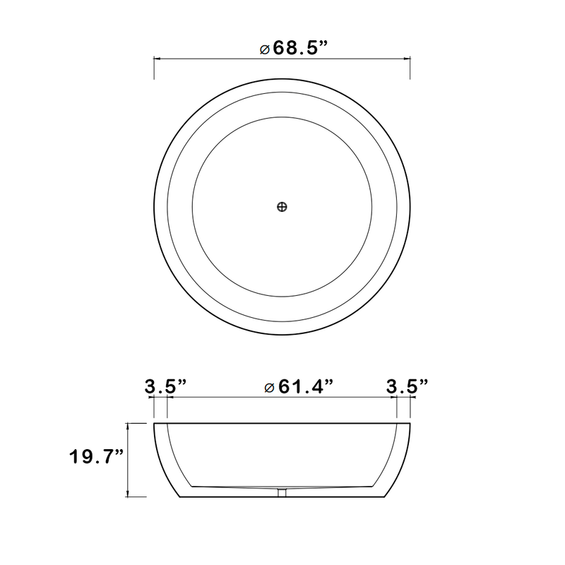 Lunar Bathtub - Free Standing - 69" Marble/Starry Night