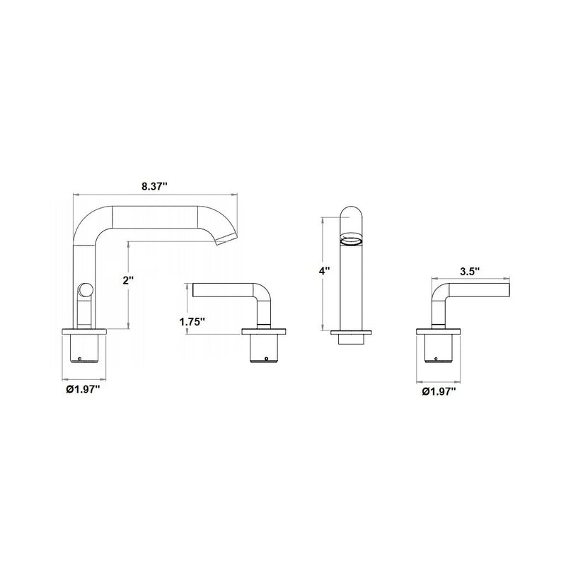 Art Bathroom Faucet - Widespread - 8" Brass/Matt Black