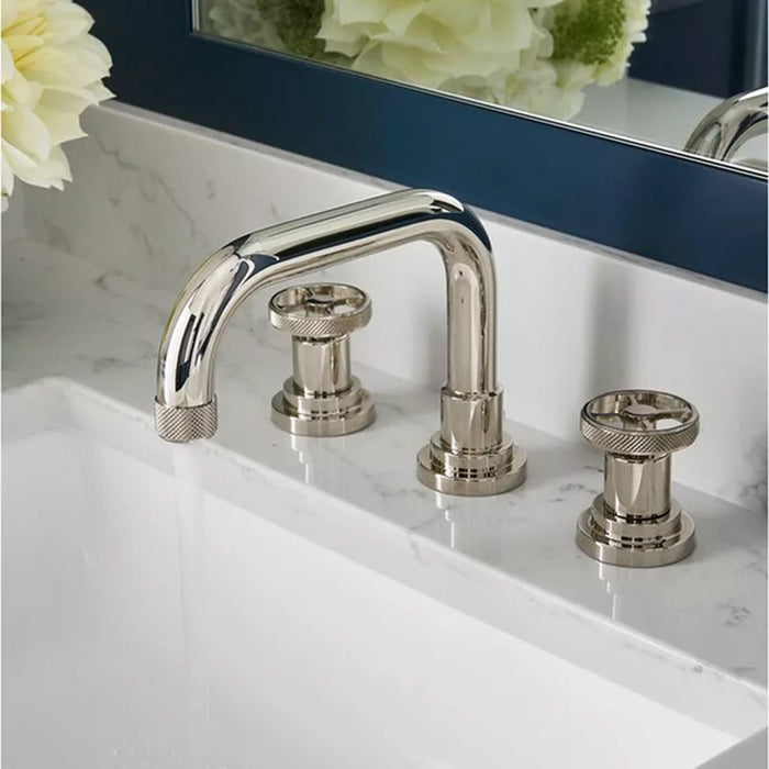 Art Bathroom Faucet - Widespread - 8" Brass/Satin Nickel