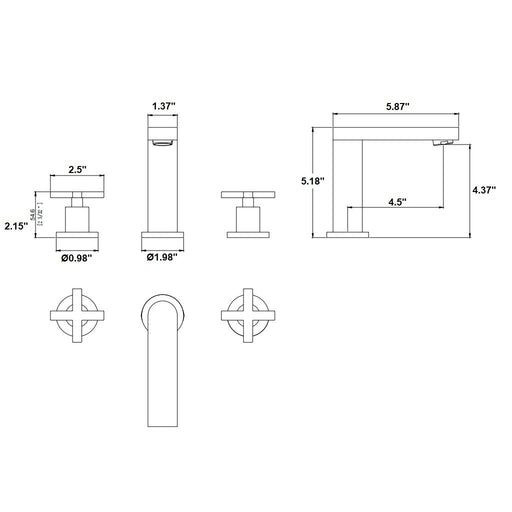 Contempo Bathroom Faucet - Widespread - 8" Brass/Polished Chrome