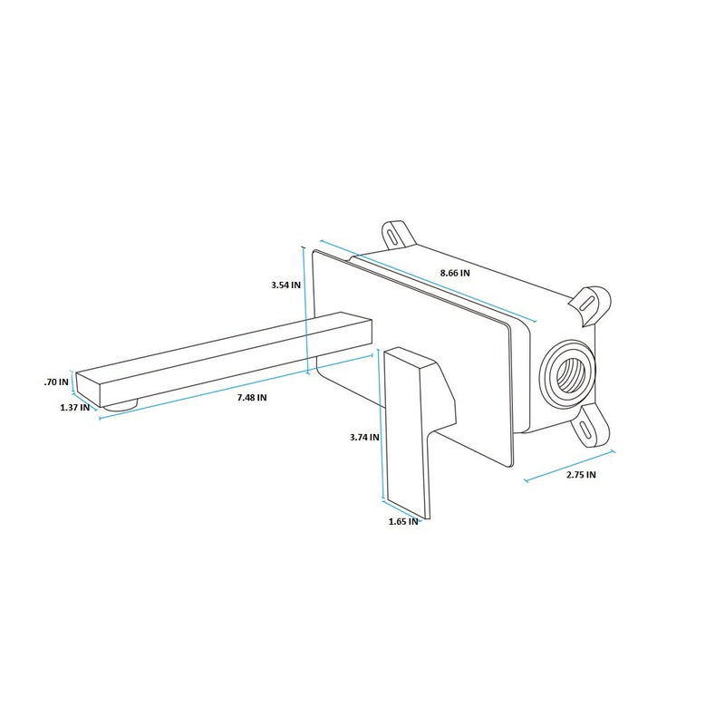 Devon Bathroom Faucet - Wall Mount - 7" Brass/Polished Chrome