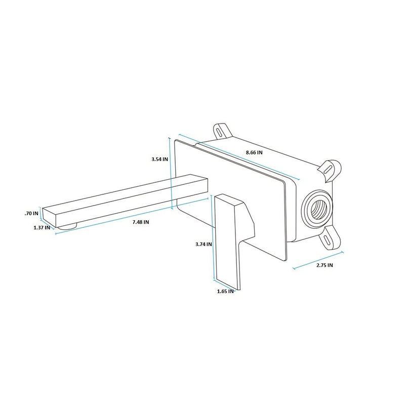 Devon Bathroom Faucet - Wall Mount - 7" Brass/Brushed Nickel