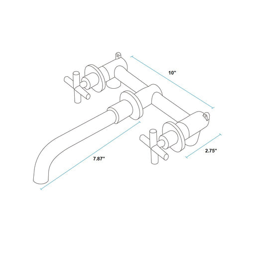 New Smart Cross Bathroom Faucet - Widespread-Wall Mount - 8" Brass/Polished Chrome