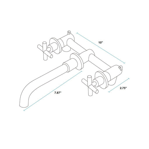 New Smart Cross Bathroom Faucet - Widespread-Wall Mount - 8" Brass/Brushed Nickel