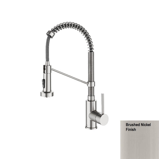 Detroit Pull Out Kitchen Faucet - Single Hole - 18" Brass/Brushed Nickel