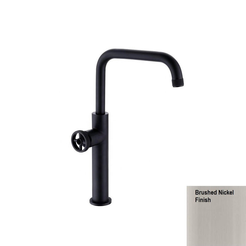 Knurled Kitchen Faucet - Single Hole - 15" Brass/Brushed Nickel