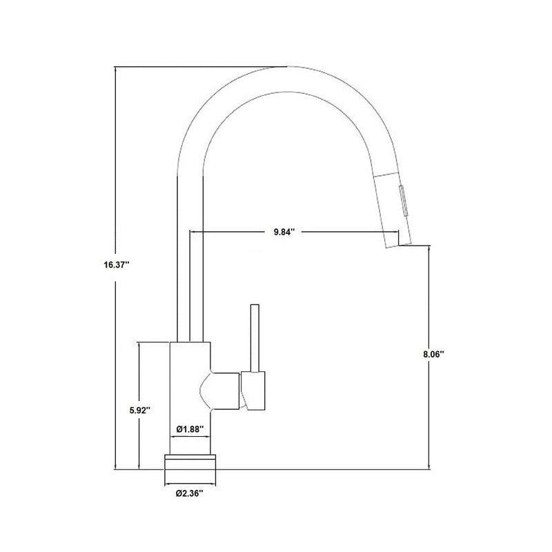Soho Pull Out Kitchen Faucet - Single Hole - 17" Brass/Polished Chrome
