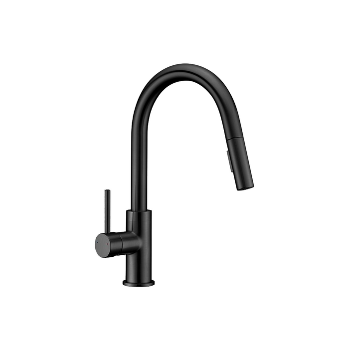 Soho Pull Out Kitchen Faucet - Single Hole - 17" Brass/Matt Black