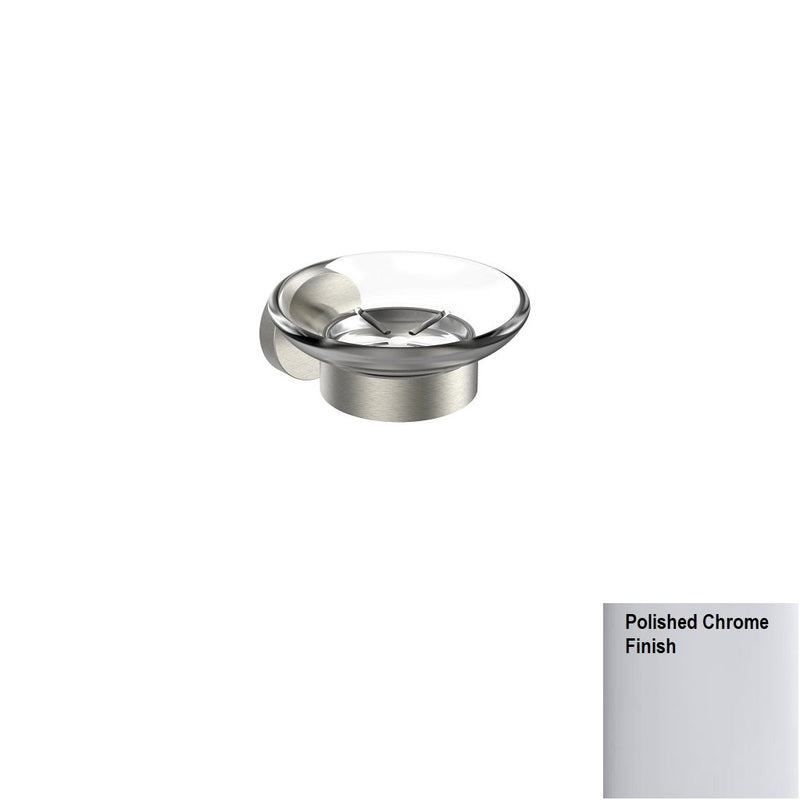 Soho Soap Dish - Wall Mount - 4" Brass/Glass/Polished Chrome