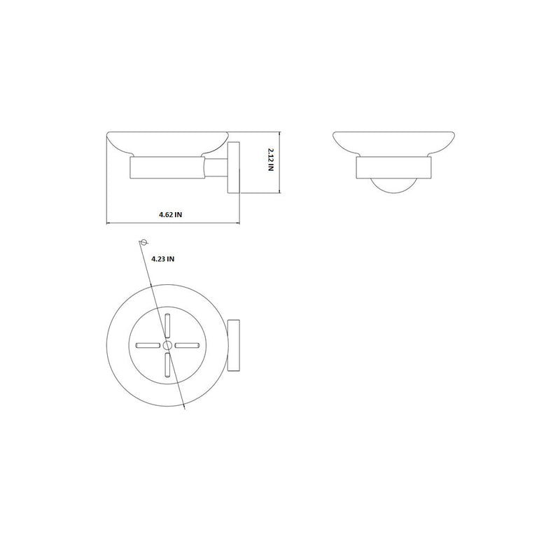 Soho Soap Dish - Wall Mount - 4" Brass/Glass/Polished Chrome