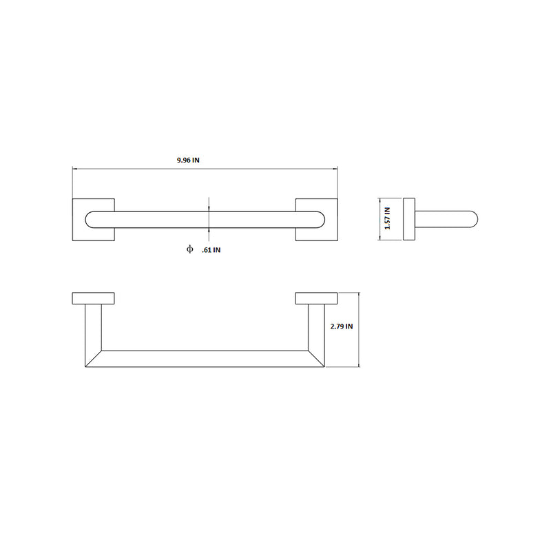 Miro Single Towel Bar - Wall Mount - 9" Brass/Brushed Nickel
