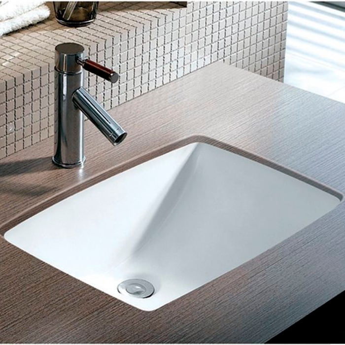 Square Bathroom Sink - Under Mount - 18" Porcelain/White