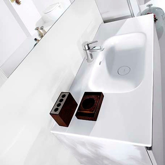 Acqua Slim Integrated Vanity Sink - Single Hole - 36" Glass/White Glass
