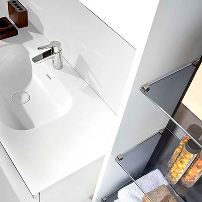 Acqua Slim Integrated Vanity Sink - Single Hole - 36" Glass/White Glass