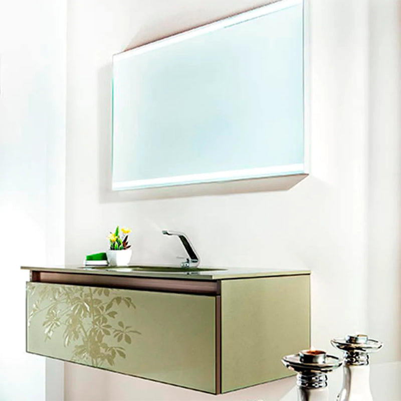 Acqua Slim 1 Drawer Bathroom Vanity with Glass Sink- Wall Mount - 36" Glass/Mint Glass
