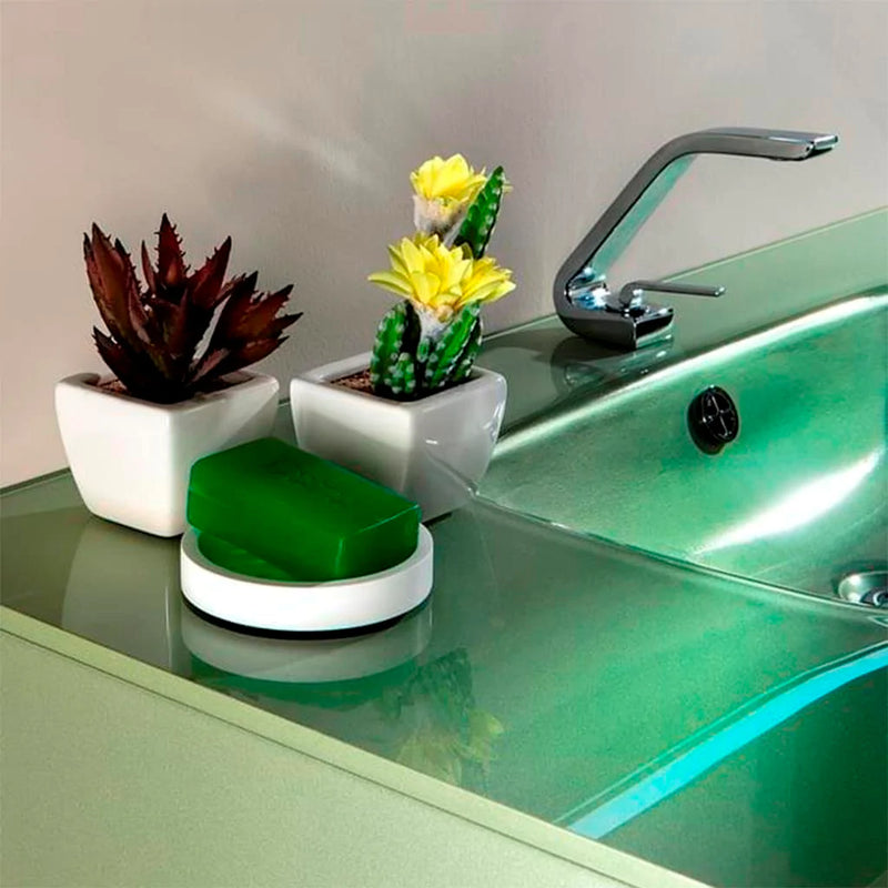 Acqua Slim 1 Drawer Bathroom Vanity with Glass Sink- Wall Mount - 36" Glass/Mint Glass