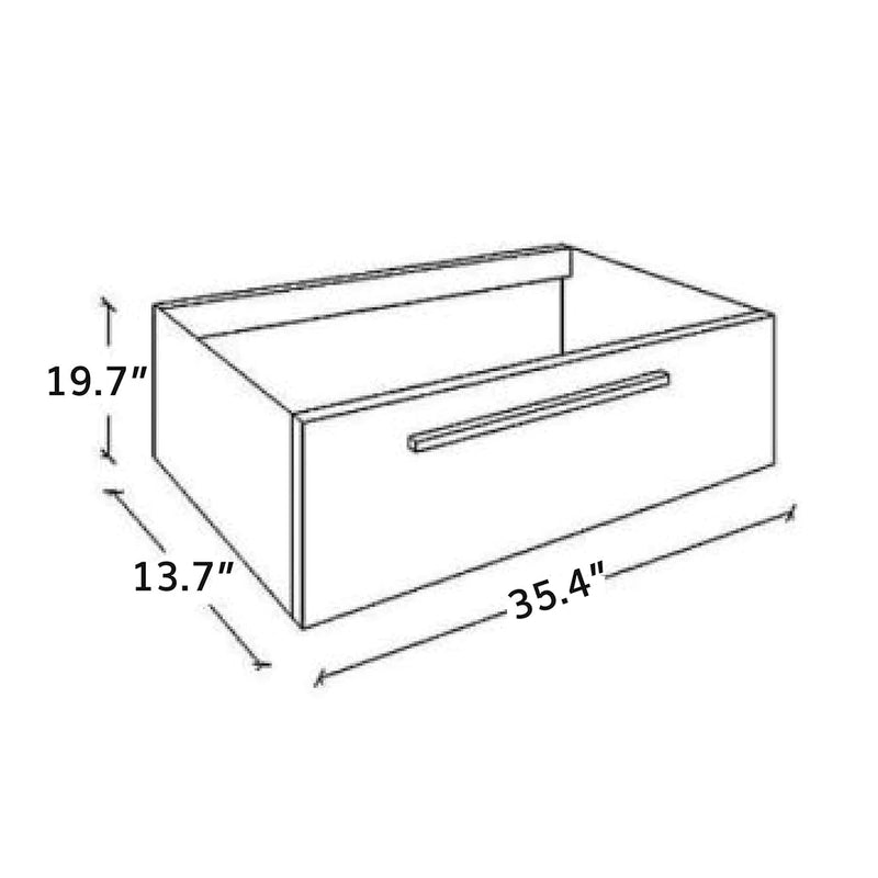 Acqua Slim 1 Drawer Bathroom Vanity with Glass Sink- Wall Mount - 36" Glass/Mint Glass