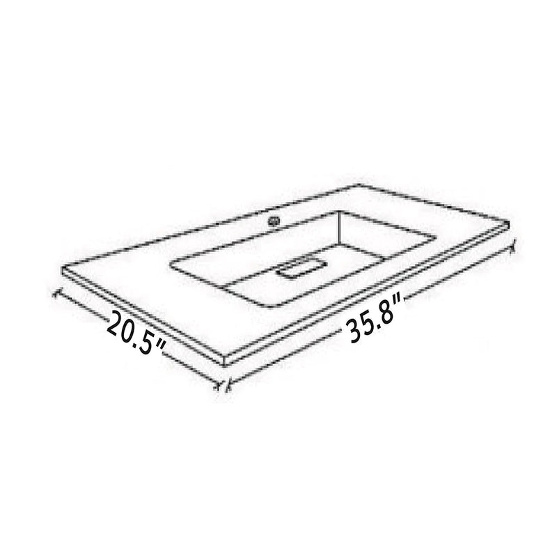 Acqua Slim 1 Drawer Bathroom Vanity with Glass Sink- Wall Mount - 36" Glass/Mint Glass