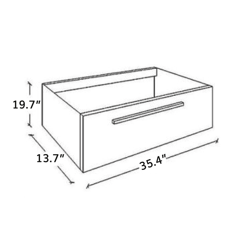 Acqua Slim 1 Drawer Bathroom Vanity with Glass Sink - Wall Mount - 36" Glass/Black Glass