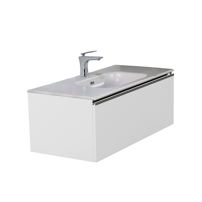 Acqua Slim 1 Drawer Bathroom Vanity with Glass Sink - Wall Mount - 36" Glass/White Glass