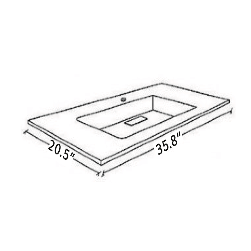 Acqua Slim 1 Drawer Bathroom Vanity with Glass Sink - Wall Mount - 36" Glass/White Glass