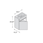 Zen 1 Door Vanity - Wall Mount - 19" Glass/Black