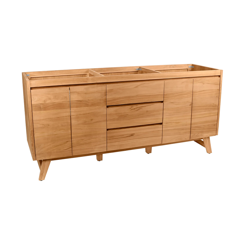 Coventry 4 Doors and 3 Drawers Bathroom Vanity with Carrara Sink - Floor Mount - 72" Wood/Natural Teak