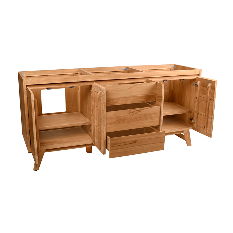 Coventry 4 Doors and 3 Drawers Bathroom Vanity with Carrara Sink - Floor Mount - 72" Wood/Natural Teak