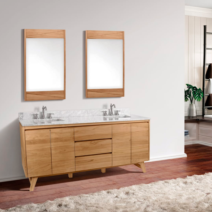 Coventry 4 Doors and 3 Drawers Bathroom Vanity with Carrara Sink - Floor Mount - 72" Wood/Natural Teak