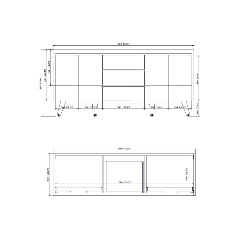 Coventry 4 Doors and 3 Drawers Bathroom Vanity with Carrara Sink - Floor Mount - 72" Wood/Natural Teak