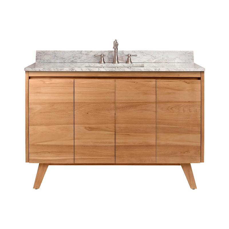Coventry 4 Doors Bathroom Vanity with Carrara Sink - Floor Mount - 48" Wood/Natural Teak
