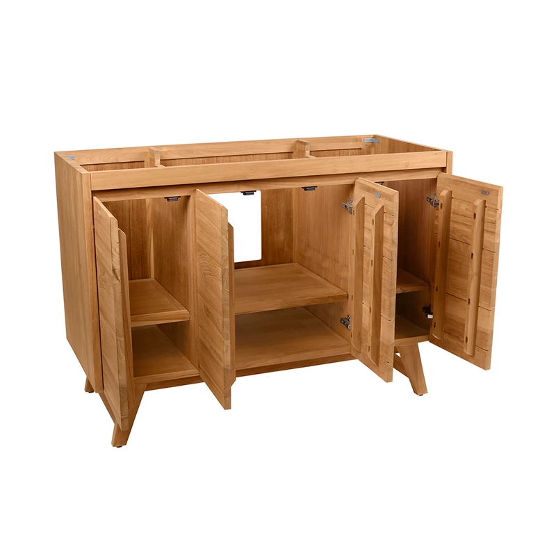 Coventry 4 Doors Bathroom Vanity with Carrara Sink - Floor Mount - 48" Wood/Natural Teak
