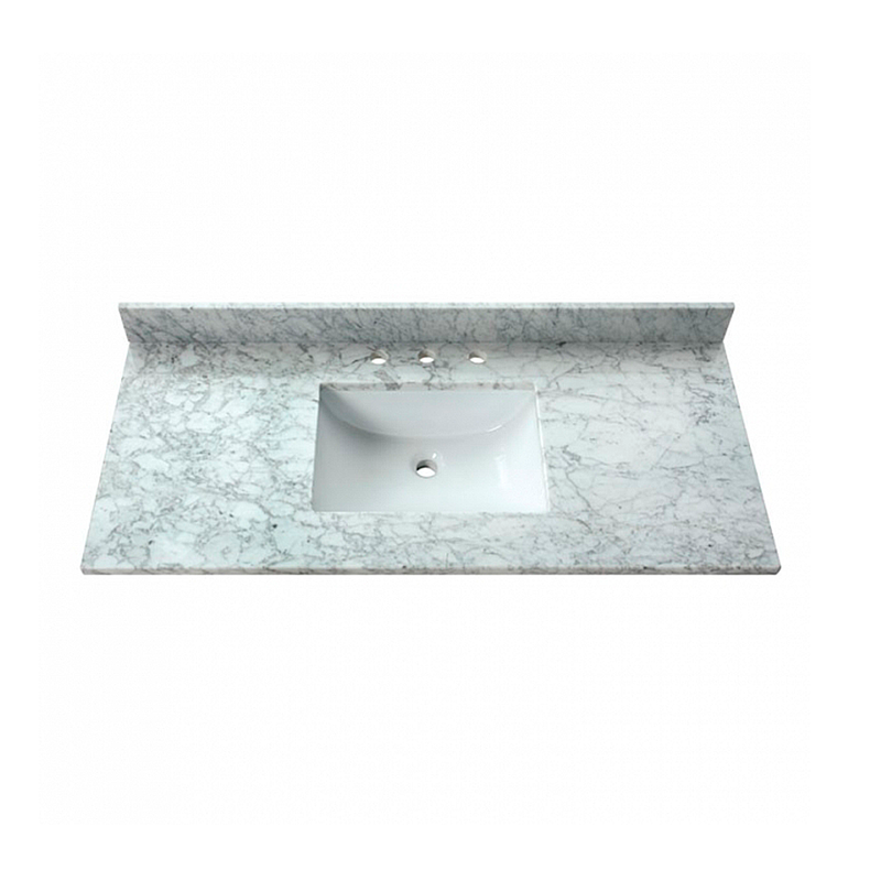 Coventry 4 Doors Bathroom Vanity with Carrara Sink - Floor Mount - 48" Wood/Natural Teak