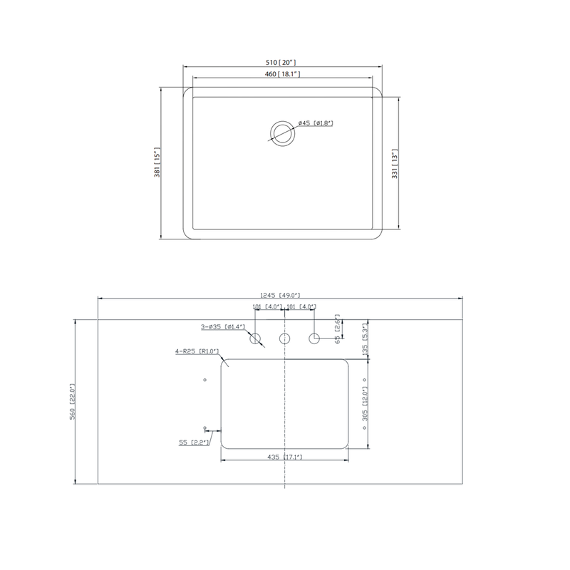 Coventry 4 Doors Bathroom Vanity with Carrara Sink - Floor Mount - 48" Wood/Natural Teak